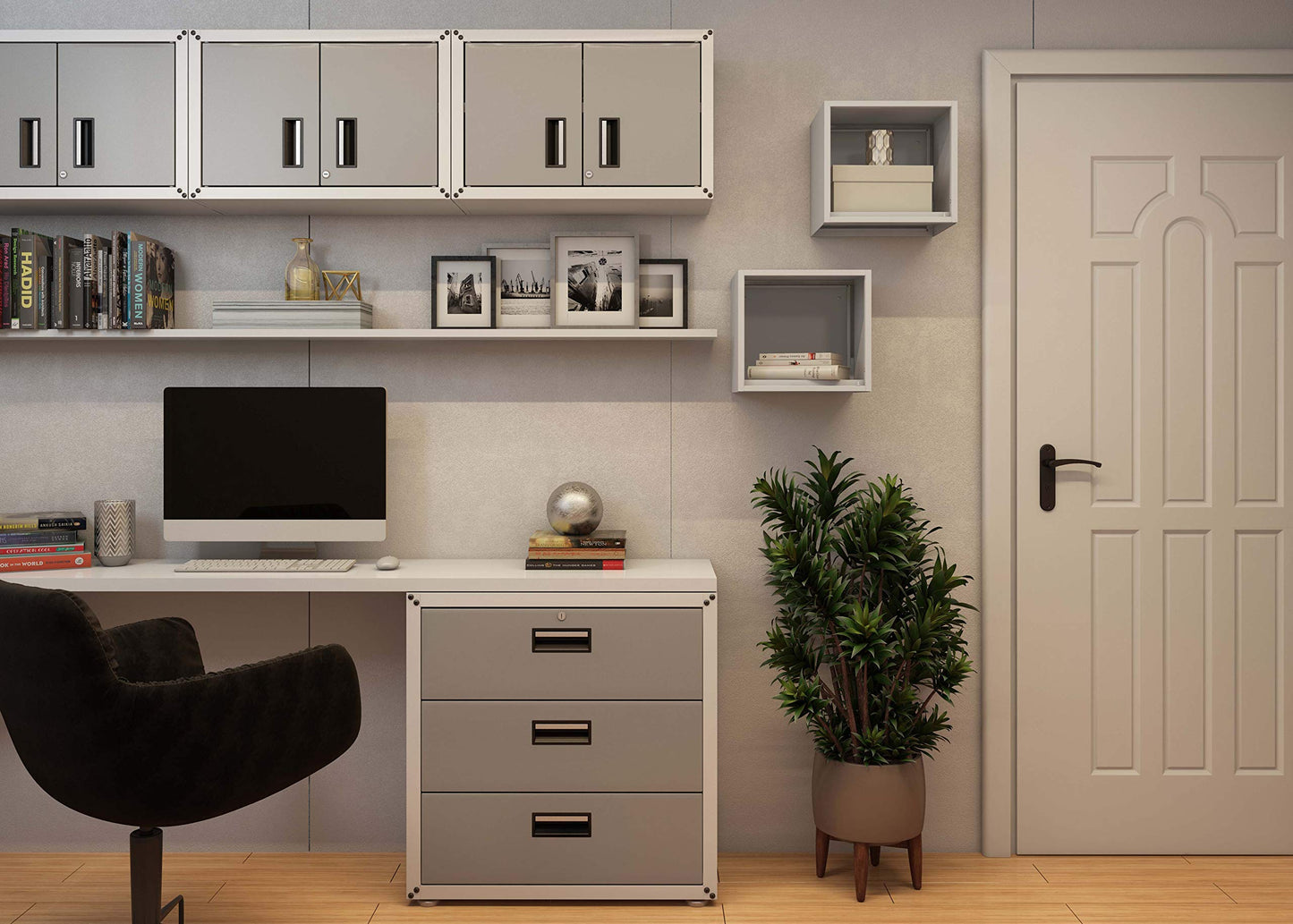 itbe for Home Ready-to-Assemble Small Wall Steel Cabinet 2 Doors