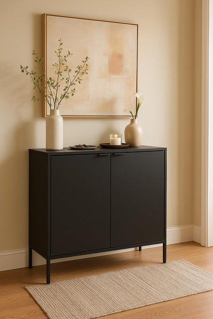 itbe Modern Cabinet with Doors – Sideboard and Buffet for Kitchen, Living Room, Dining Room, Entryway, Laundry Room – Steel Accent Cabinet with Shelves & Powder-Coated Finish